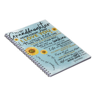 Sunflower Gift To My Granddaughter Notebook