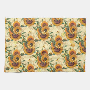 Sunflower Gifts   Sunflower Turn Surrounded Tea Towel