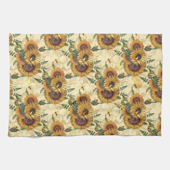 Sunflower Gifts | Sunflower Turn Surrounded Tea Towel (Horizontal)