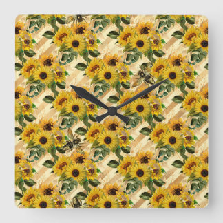 Sunflower Gifts The Sunflower Is A Favorite Emblem Square Wall Clock