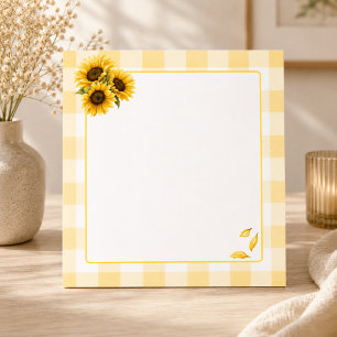 Sunflower Gingham Notepad