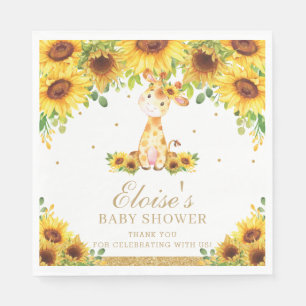 Sunflower Giraffe Baby Shower Birthday Party Napkin