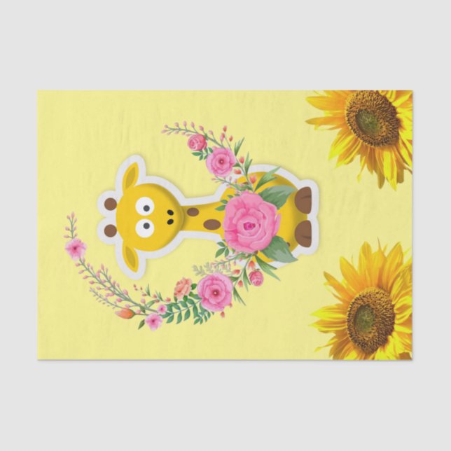 Sunflower Giraffe Floral Tissue Paper (Front)