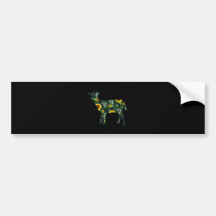 Sunflower Girl Floral Goat Kid Hawaiian Bumper Sticker