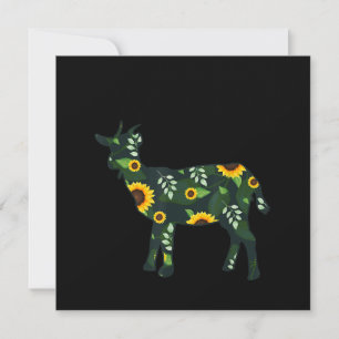 Sunflower Girl Floral Goat Kid Hawaiian Invitation