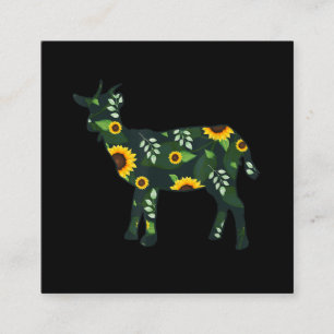 Sunflower Girl Floral Goat Kid Hawaiian Square Business Card