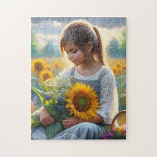 Sunflower Girl Jigsaw Puzzle