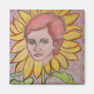 Sunflower Girl Magnet
