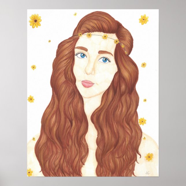 Sunflower Girl Poster Matte (16" x 20.36") (Front)