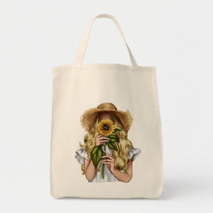 Sunflower Girl  Tote Bag