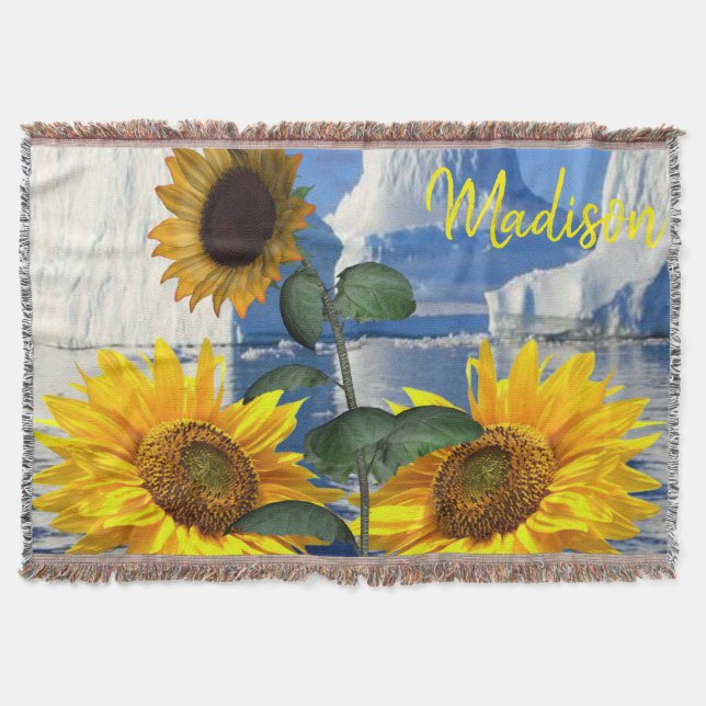 Sunflower Glacier Throw Blanket (Front)