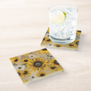Sunflower Glass Coaster