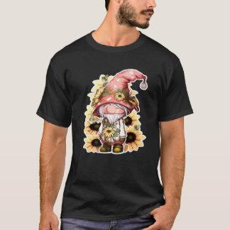 Sunflower Gnome Cute Bees Funny Gnomes Sunflowers T-Shirt