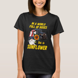 Sunflower Gnome Hotrod Usa 4th Of July Independenc T-Shirt