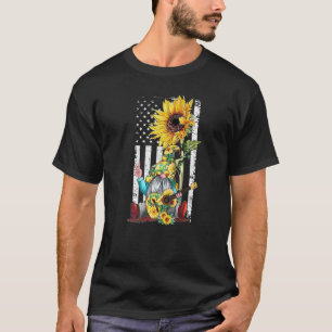 Sunflower Gnome Playing Guitar Hippie Gnomes With T-Shirt