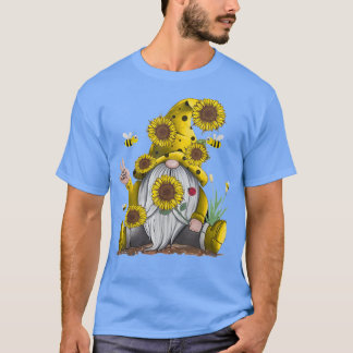 Sunflower Gnome With Bee Funny Hippie Gnome Gift G T-Shirt