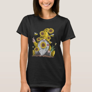 Sunflower Gnome With Bee Funny Hippie Gnome T-Shirt