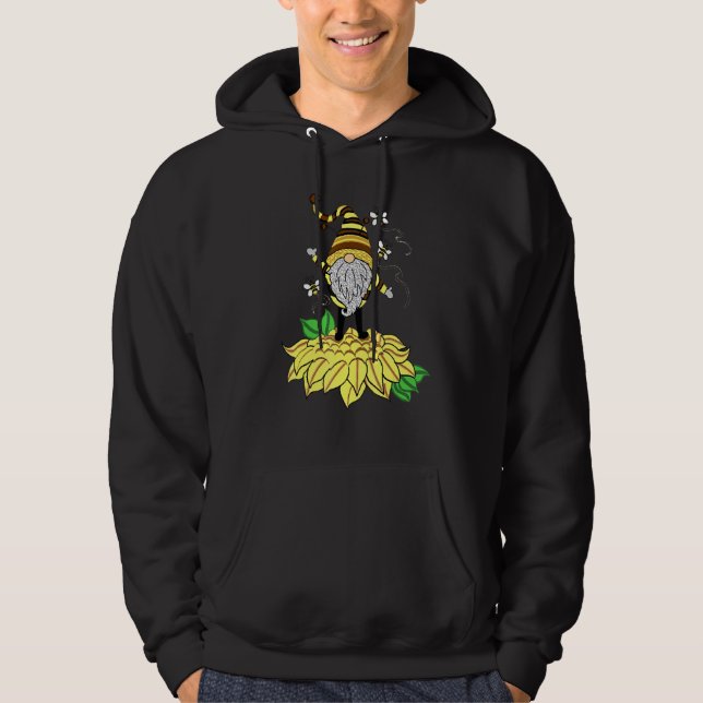Sunflower Gnome With Bee  Hippie Gnome For Flower  Hoodie (Front)