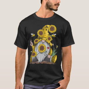 Sunflower Gnome With Bee Hippie Gnome T-Shirt