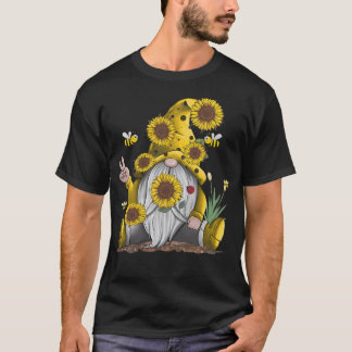Sunflower Gnome With Bee Hippie Gnome T-Shirt