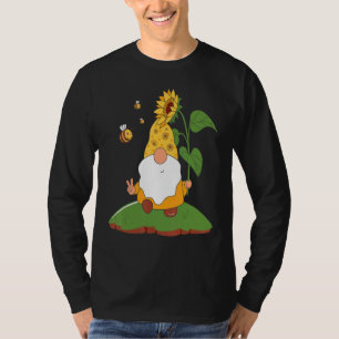 Sunflower Gnome With Bee Hippie Gnome T-Shirt