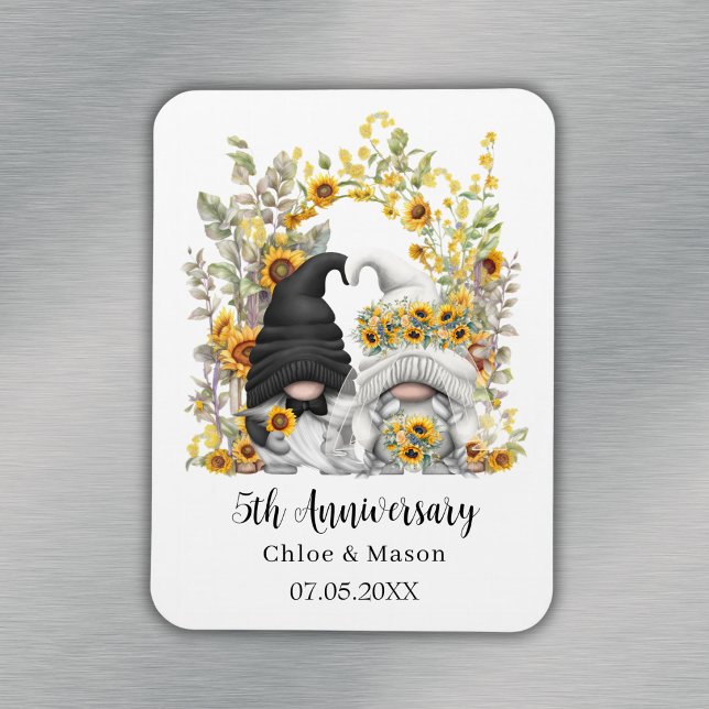 Sunflower Gnomes 5th Wedding Anniversary Custom Magnet (Sunflower Gnomes 5th Wedding Anniversary Custom Magnet
)