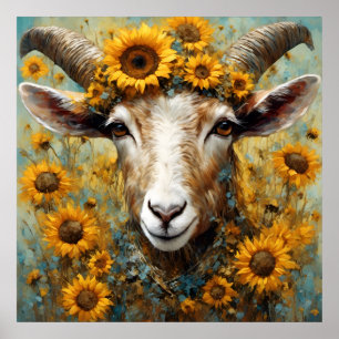 Sunflower Goat Poster