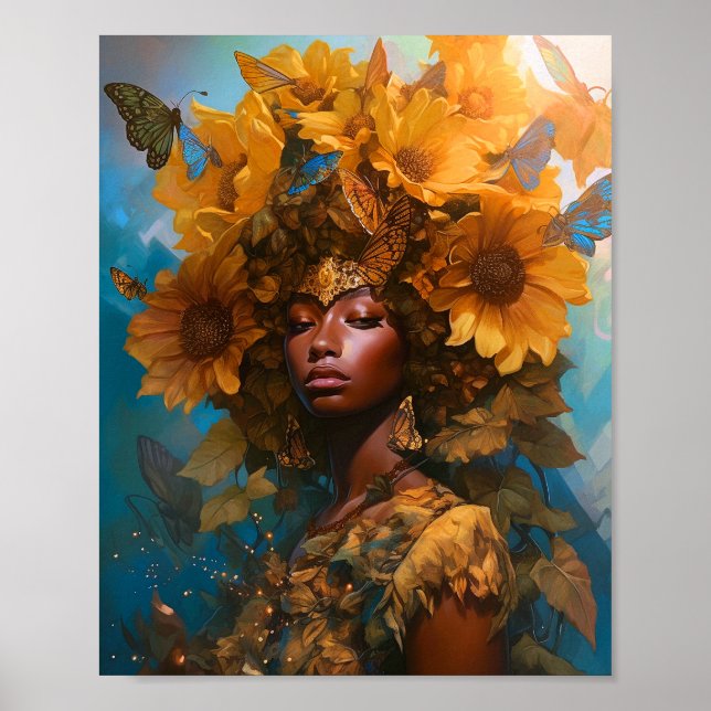 Sunflower Goddess Fantasy Art Poster (Front)