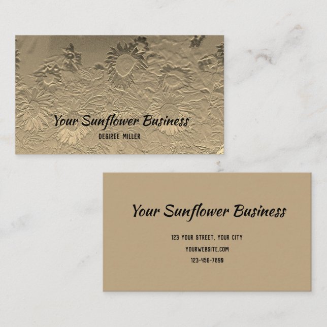 Sunflower Gold Floral Chic Design Business Card (Front/Back)