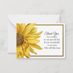 Sunflower Gold Frame Thank You Card