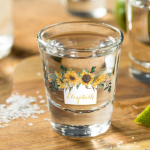 Sunflower Gold Personalised Floral Flower  Shot Glass