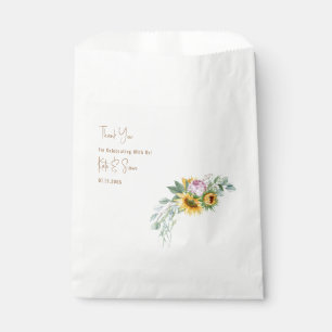 Sunflower Gold Text White Wedding Favour Bags