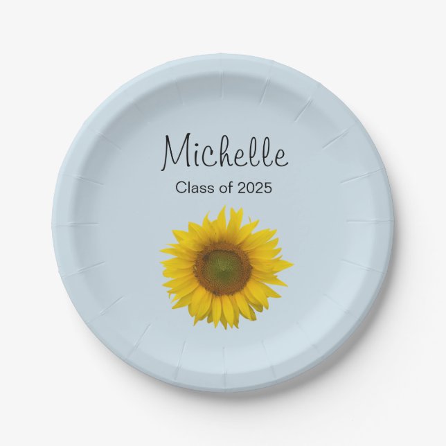 Sunflower Graduation Class of 2025 Paper Plate (Front)