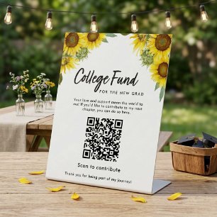 Sunflower Graduation College Fund QR Code Pedestal Sign