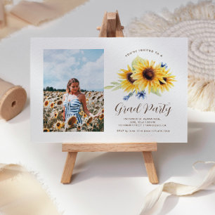 Sunflower Graduation Invitation, Photo Grad Invite