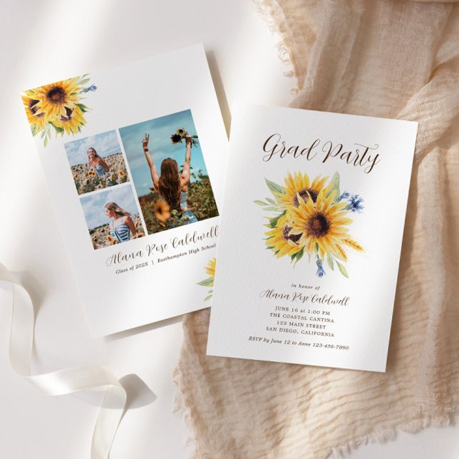 Sunflower Graduation Invitation, Photo Grad Invite (Creator Uploaded)