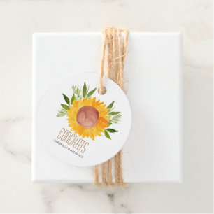 Sunflower graduation party favour tag
