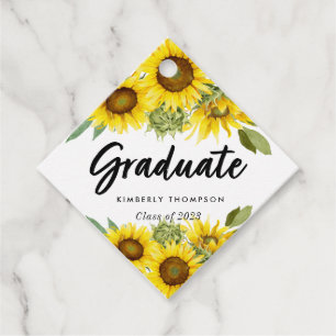 Sunflower Graduation Personalised Graduate Script Favour Tags