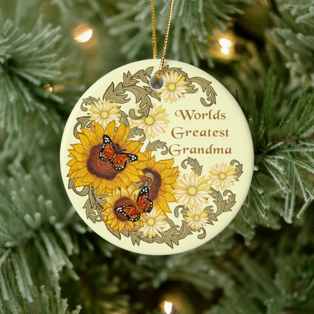 Sunflower Grandma  Ceramic Tree Decoration (Tree)