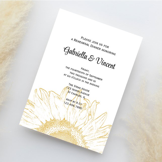 Sunflower Graphic Wedding Rehearsal Dinner Invitation (Creator Uploaded)