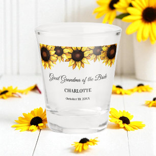 Sunflower Great Grandma of The Bride   Shot Glass