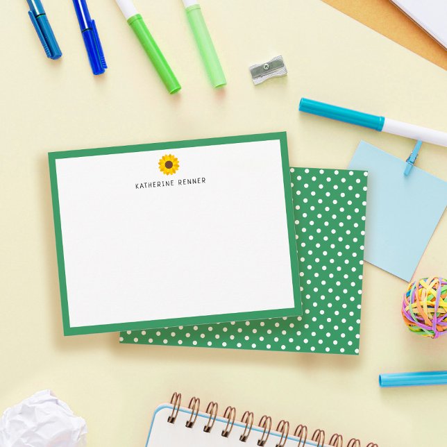 Sunflower Green Border Personalised Thank You Card (Creator Uploaded)