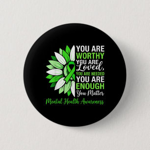 Sunflower Green Mental Health Awareness 6 Cm Round Badge