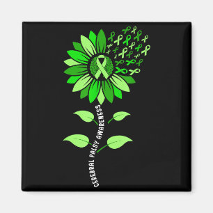 Sunflower green ribbon cerebral palsy cp awareness magnet