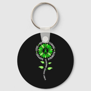 Sunflower green ribbon kidney disease awareness key ring