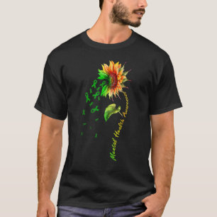 Sunflower Green Ribbon Support Mental Health Aware T-Shirt