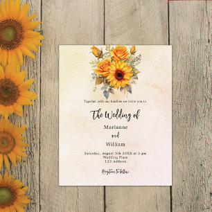 Sunflower greenery budget wedding invitation