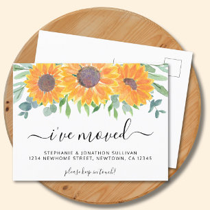 Sunflower Greenery I've Moved Moving  Announcement Postcard