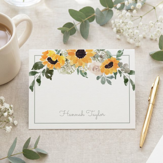 Sunflower Greenery Personalised Name Card (Creator Uploaded)