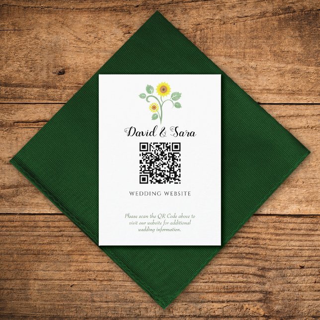 Sunflower Greenery QR Code Wedding Enclosure Card (Creator Uploaded)